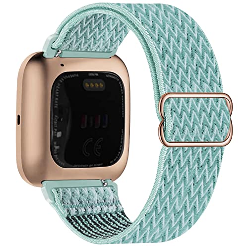 Fengyiyuda Nylon Armband Kompatibel mit Fitbit Versa/Versa 2/ Versa Lite/Versa SE Armband, Damen Herren Stretchbänder,Elastisch Einstellbar Smartwatch Sport Ersatzbänder Weiches,Marine Green von Fengyiyuda