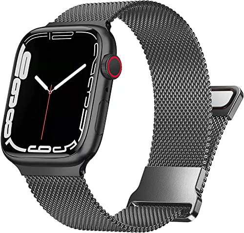 Metall Armband Kompatibel mit Apple Watch Armband 38mm 40mm 41mm,Metal Mesh Edelstahl Uhrenarmband mit Magnet für iWatch Series Ultra/8/7/SE/6/5/4/3/2/1 Damen Herren(38/40/41mm,Grau) von Fengyiyuda