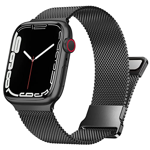 Metall Armband Kompatibel mit Apple Watch Armband 38mm 40mm 41mm,Metal Mesh Edelstahl Uhrenarmband mit Magnet für iWatch Series Ultra/8/7/SE/6/5/4/3/2/1 Damen Herren(38/40/41mm,Schwarz) von Fengyiyuda