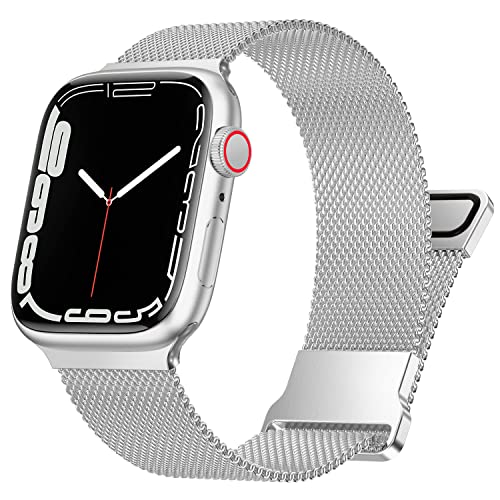 Metall Armband Kompatibel mit Apple Watch Armband 42mm 44mm 45mm 49mm,Metal Mesh Edelstahl Uhrenarmband mit Magnet für iWatch Series Ultra/8/7/SE/6/5/4/3/2/1 Damen Herren(42/44/45/49mm) von Fengyiyuda