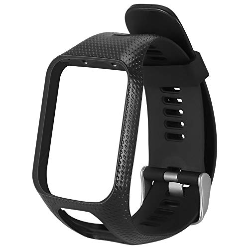 Fengyuanhong Silikon-Uhrenarmband-Handgelenk-Band-Bügel-Ersatz für Tomtom 2 3 Runner 2 3 Funken 3, Schwarz von Fengyuanhong