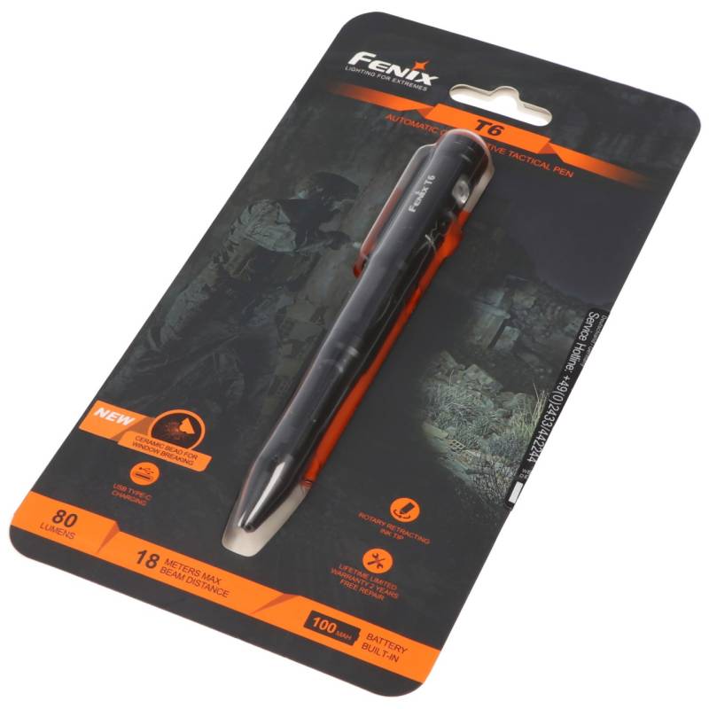 Fenix T6 taktischer Kugelschreiber LED Leuchtstift inklusive Akku und Ladekabel von Fenix