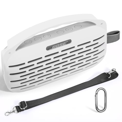 Fenmaru Silikon-Schutzhülle für Bose SoundLink Flex 2 Lautsprecher,Tragbare Silikonhülle Mit Schultergurt für Bose SoundLink Flex (2.Gen.),Schutz Cover Case Mit Tragegriffband (Grau) von Fenmaru