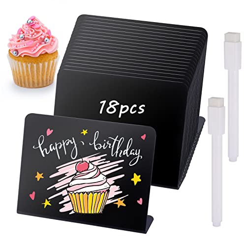 Kreidetafel Set 18 Stück Klein Kreidetafeln zum Beschriften Mini Tafeln, Abwischbare Kunststoff Tafeln Preisschilder Ständer für Reservierungsschilder Hochzeit Party von Fentar