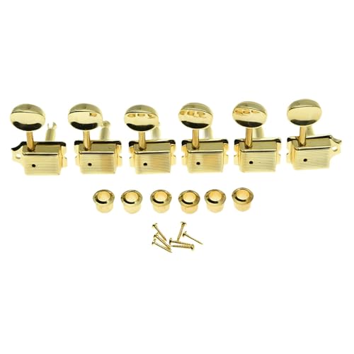 Fenteer 6-teilige Retro-Stimmgeräte für E-Gitarre, geteilte Welle, einfache Installation mit Buchsen, Schrauben, Zubehör, Ersatzteile 1/15 6R, Golden Fenteer 6-teilige Retro-Stimmgeräte für E-Gitarre, geteilte Welle, einfache Installation mit Buchsen, Schrauben, Zubehör, Ersatzteile 1/15 6R, Golden von Fenteer