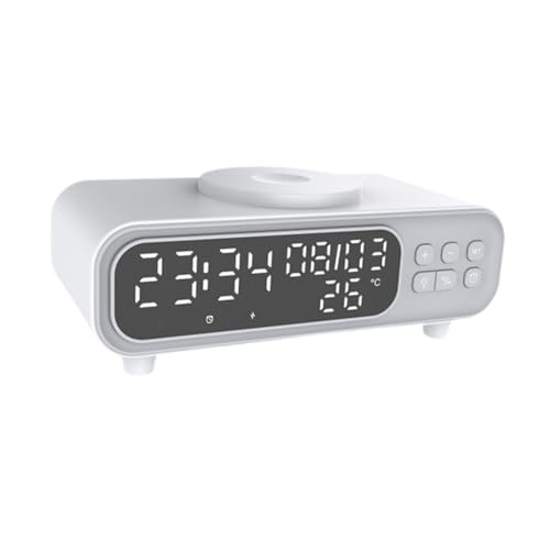 Fenteer Kabelloses Ladegerät, Schreibtisch-Ladestation, 15 W, 12/24 Stunden, multifunktional, Multi-LED-Nachtlicht, digitaler Wecker für den Nachttisch Fenteer Kabelloses Ladegerät, Schreibtisch-Ladestation, 15 W, 12/24 Stunden, multifunktional, Multi-LED-Nachtlicht, digitaler Wecker für den Nachttisch von Fenteer