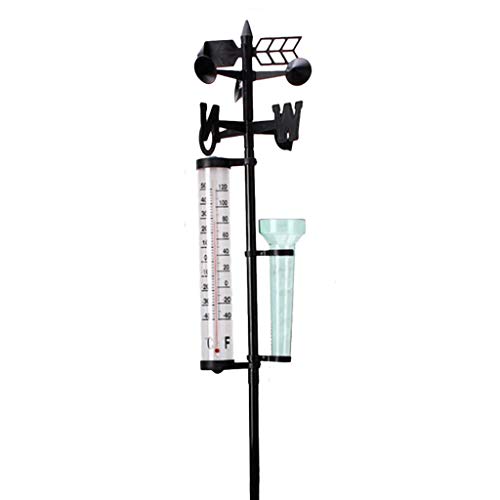 Wetterstation mit Regenmesser, und Windrichtungsanzeiger im Garten und Innen von Fenteer