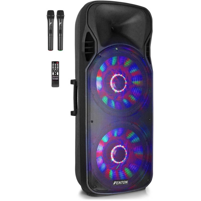 (B-Ware) Fenton FT215LED 1600W Active Mobile 2x15" Speaker with Built-In LED Show von Fenton