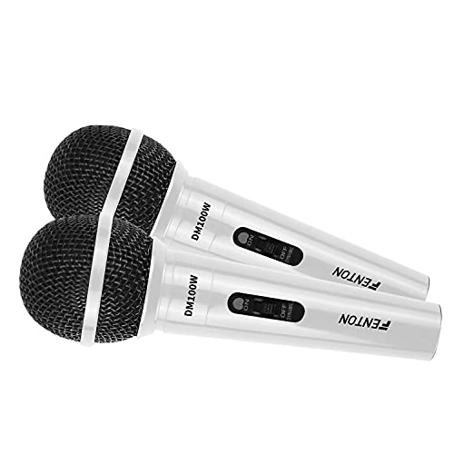 Fenton DM100W – Set mit 2 weißen Mikrofonen für u. a. Karaoke und DJs von Fenton