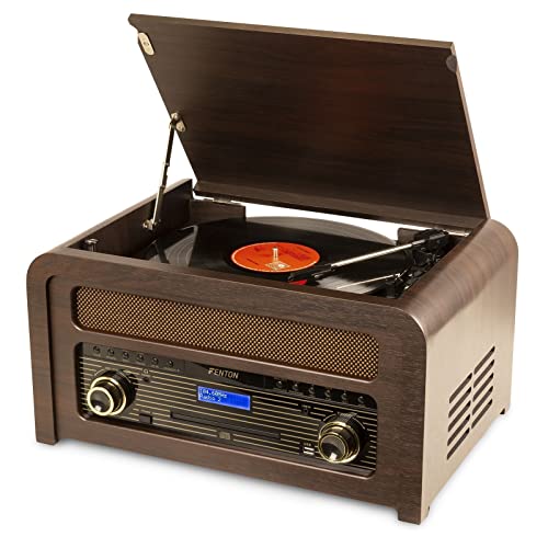 Fenton Nashville - Retro Plattenspieler mit Bluetooth, CD-Player, FM- und DAB-Radio - Eingebaute Lautsprecher von Fenton