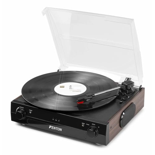 Fenton RP102B Plattenspieler Bluetooth, mit eingebauten Lautsprechern, Schallplattenspieler, Vinyl Player, USB, AUX, RCA, Vinyl Plattenspieler Retro zu MP3, Schwarz von Fenton