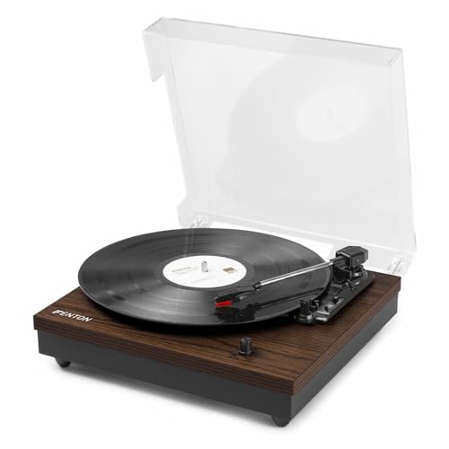 Fenton RP112D Plattenspieler Bluetooth, integrierten Lautsprechern, RCA, Vinyl Plattenspieler, Vinyl Player, Record Player, LP Plattenspieler mit Lautsprecher - Braun von Fenton