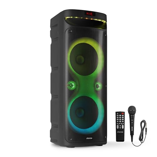 Fenton Track610 Musikbox Bluetooth Groß mit LED 240W, Akku 10 Std, Fernbedienung, Partybox Bluetooth Box Groß, Stereo-Pairing, Tragbare Musik Box, Boom Box - Schwarz Fenton Track610 Musikbox Bluetooth Groß mit LED 240W, Akku 10 Std, Fernbedienung, Partybox Bluetooth Box Groß, Stereo-Pairing, Tragbare Musik Box, Boom Box - Schwarz von Fenton