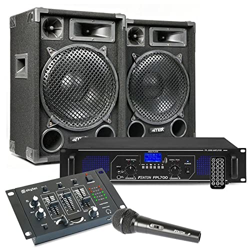 MAX12 DJ-Set mit Lautsprechern, Verstärker und Mischpult - 1400 W von Fenton