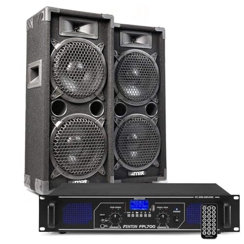 MAX28 - DJ Set, PA Anlage, DJ Boxen Set 1600W und 700W Verstärker mit Bluetooth, MP3, USB, MAX28 Bundle 2 passiv Lautsprecher, PA-System MAX28 - DJ Set, PA Anlage, DJ Boxen Set 1600W und 700W Verstärker mit Bluetooth, MP3, USB, MAX28 Bundle 2 passiv Lautsprecher, PA-System von Fenton
