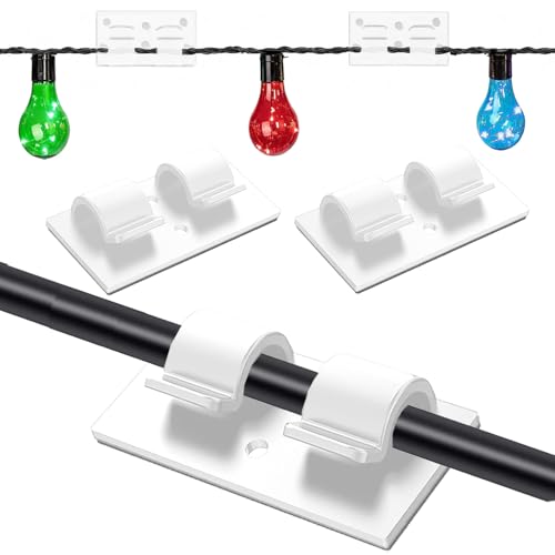 Haken für Außenbeleuchtung, selbstklebend mit verbessertem Klebepad, 18 Stück starke, wasserdichte, selbstklebende Kabelclips, Weiß von Fenxyo