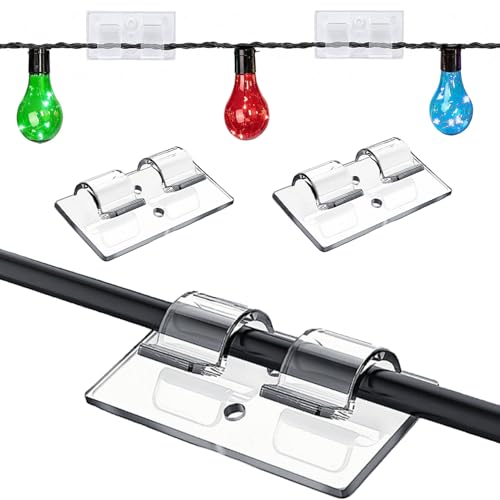 Haken für Außenbeleuchtung, selbstklebend mit verbessertem Klebepad, 18 Stück starke, wasserdichte, selbstklebende Kabelclips von Fenxyo
