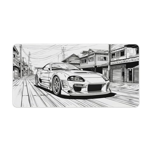 FeoYoed Großes Mauspad JDM Auto Sup Drifting Desk Mat Computer Zubehör Gaming Office Organizer Supplies Decor Essentials Tastatur-Pads für Schreibtisch Gummi 30 x 60 cm von FeoYoed