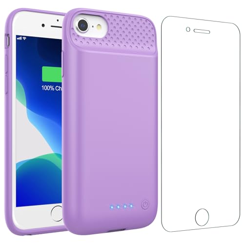 Akkuhülle für iPhone 6/6s/7/8/SE (2020/2022)-4,7", 7000mAh Powerbank Hülle Zusatzakku Akku Case Akku Ladehülle Handyhülle Akku Battery Case für iPhone 6 /6s/ 7/8/ SE-4,7"-Violett von Feob