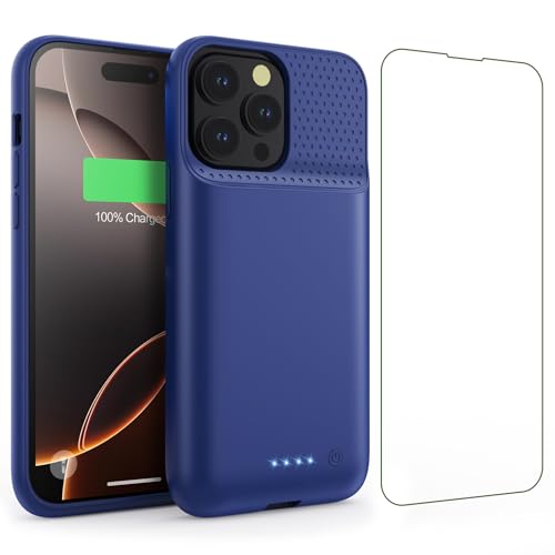 Feob Akkuhülle für iPhone 16 Pro Max, 8600mAh 15W Powerbank Hülle Zusatzakku Akku Case Akku Ladehülle Handyhülle Akku Battery Case Akku Hülle für iPhone 16 Pro Max(6,9") Charger Case (Blau) von Feob
