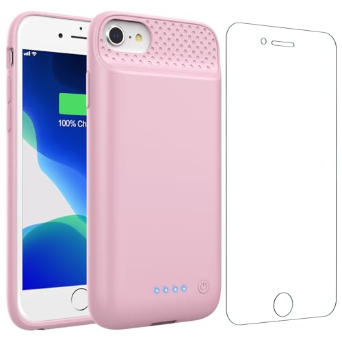 Feob Akkuhülle für iPhone 6/6s/7/8/SE (2020/2022)-4,7", 7000mAh Powerbank Hülle Zusatzakku Akku Case Akku Ladehülle Handyhülle Akku Battery Case für iPhone 6 /6s/ 7/8/ SE-4,7"-Rosa von Feob