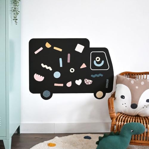 FERFLEX - Magnettafel für Kinder LKW – Wanddekoration mit Magnetstreifen repositionierbar – Verkauf mit einem Satz in geometrischer Form – 79,6 x 59 cm von Ferflex