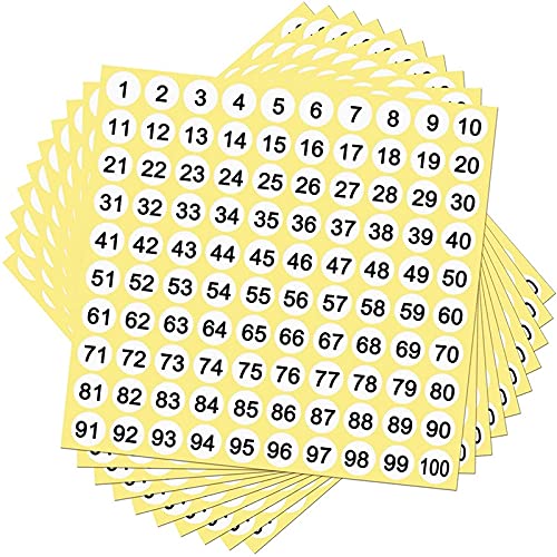 Feriany 100 Blatt Nummernetiketten Aufkleber 1-100 Nummern Runde Aufkleber 0,4 Kleine Selbstklebende Nummernetiketten für das BüRo von Feriany