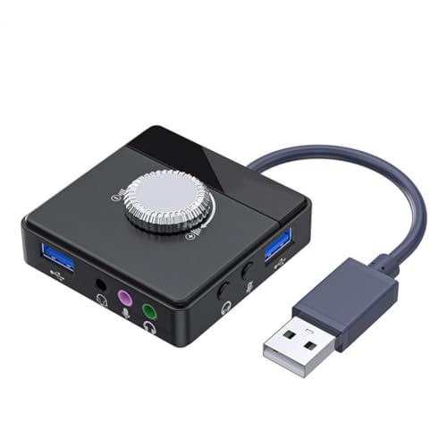 Feriany Externe USB-Soundkarte, 3,5 mm Klinkenstecker, Lautstärke, verstellbar, Tablet, Computer, Mikrofon, Telefon, externer Stereo-Audio-Adapter, Computer-Ersatzteile, Zubehörteile von Feriany