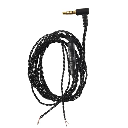 Feriany KopfhöRer Audio Kabel Reparatur 3,5 Mm Klinkenbuchse DIY Ellenbogen KopfhöRer 4 Kupferkern Draht mit Mikrofon LautstäRkeregler (Schwarz) von Feriany