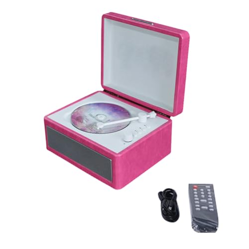 Feriany Tragbarer Kabelloser Bluetooth-Lautsprecher, Multifunktionaler Retro-CD-Player, Audio-Player mit Aufnahmefunktion, Rosarot von Feriany