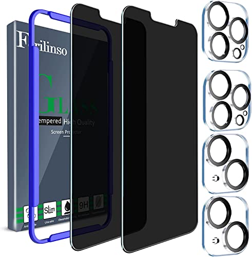 Ferilinso [5-in-1] Schutzfolie für iPhone 14 Plus & iPhone 13 Pro Max Panzer Schutz Glas Sichtschutz Privacy Zubehör 2 Stück Panzerfolie Displayschutz 2 Stück Kameraschutz Camera Screen Protector von Ferilinso