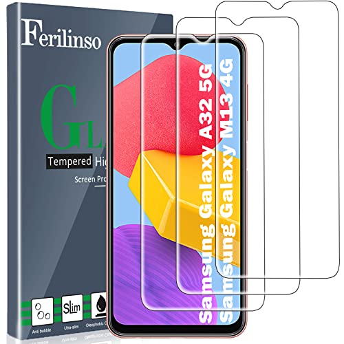 Ferilinso [3 Stück] Samsung Galaxy A32 5G / Samsung Galaxy M13 4G / M32 5G Panzer Schutz Glas Schutzfolie Displayschutzfolie [Kompatibel mit Handy Hülle] [9H Härte] [2.8D Rand] [Anti-Kratzen] von Ferilinso