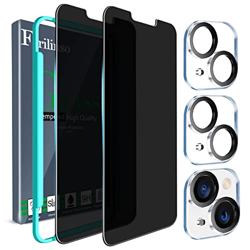 Ferilinso [5-in-1] Schutzfolie für iPhone 14 & iPhone 13 Panzer Schutz Glas Sichtschutz Privacy Zubehör 2 Stück Panzerfolie Displayschutz 2 Stück Kameraschutz Camera Screen Protector von Ferilinso