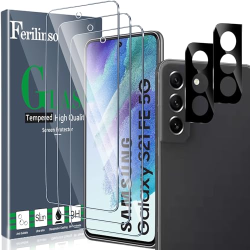 Ferilinso Entworfen für Galaxy S21 FE 5G Schutz Glas, 3 Stück HD Klar Schutzmit 2 Stück Kamera Schutz Glas, Hülle Freundlich, Kameraschutz Ferilinso Entworfen für Galaxy S21 FE 5G Schutz Glas, 3 Stück HD Klar Schutzmit 2 Stück Kamera Schutz Glas, Hülle Freundlich, Kameraschutz von Ferilinso
