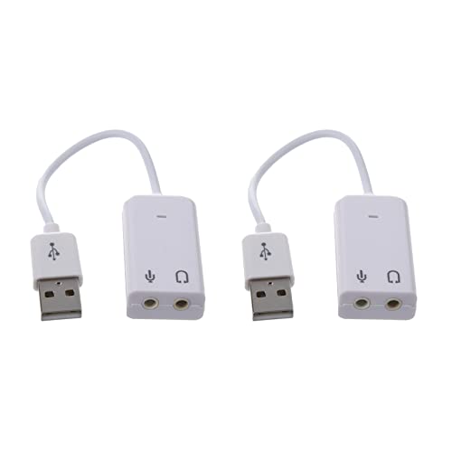 Ferleiss 2 x 3,5 mm Mikrofon-Kopfhörerbuchse USB 2.0 Soundkarte Lautsprecher Audio-Adapter Weiß von Ferleiss