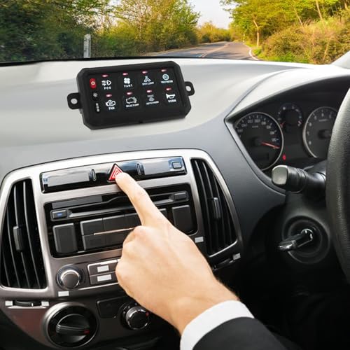 DC 12V-24V RGB-Touch-Schalter 6-12 Tasten Schalter Panel, IP65 Wasserdicht, 6-8 Lichtfarben, für Wohnmobil, Auto und Yacht (Schwarz 8-Fach-Schalttafel) von Fermoirper