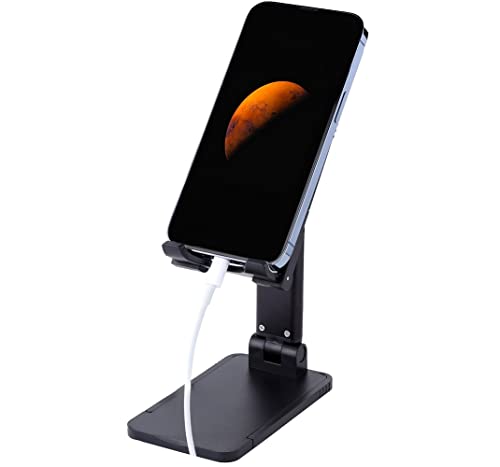 Verstellbarer Handy-Ständer, Winkel höhenverstellbar, Schreibtisch-Handy-Ständer, Handy-Dock-Halterung, kompatibel mit allen Handys, iPhone, Switch, iPad, Tablet (schwarz) von Fermus