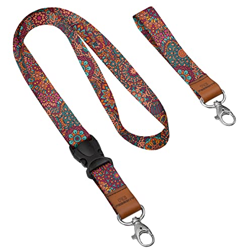 Personalisierter Schlüsselband mit Karabiner mit Ihrem Wunschtext/Grafik 2x Lanyard mit Ihrem eigener Schrift Schlüsselband mit Druck nach Wunsch Boho [098] von Ferocity