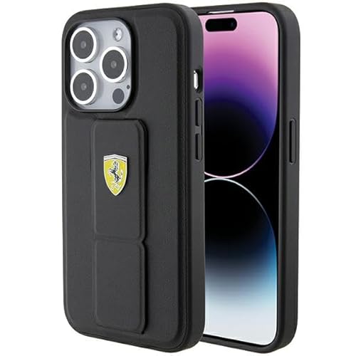 Ferrari FEHCP15XGSPSIK Hülle für iPhone 15 Pro Max 6.7" Schwarz hardcase Grip Stand Metal Logo von Ferrari