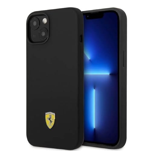 Ferrari FEHMSIP14SBK Hülle für iPhone 14 6,1" Schwarz hardcase Silicone Metal Logo von Ferrari