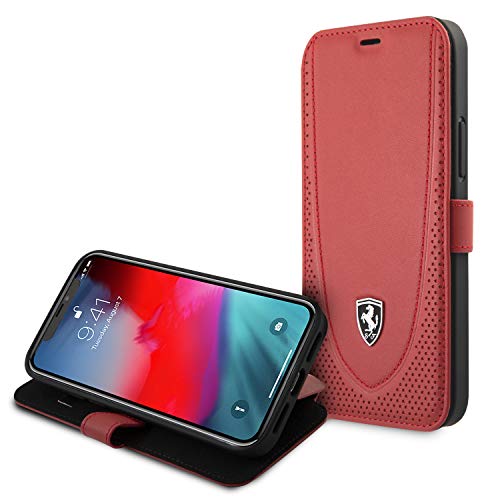 Ferrari FEOGOFLBKP12LRE Book Off Track Perforated Hülle für iPhone 12 Pro Max 6,7" rot von Ferrari