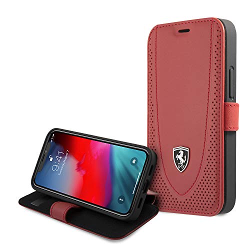 Ferrari FEOGOFLBKP12SRE Book Off Track Perforated Hülle für iPhone 12 Mini 5,4" rot von Ferrari