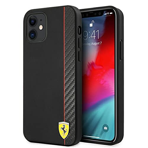 CG MOBILE Ferrari FESAXHCP12SBK Handyhülle für iPhone 12 Mini 5.4" Black Carbon Stripes von CG MOBILE