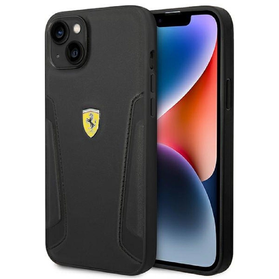 Ferrari Handyhülle Case Echtleder Logo schwarz iPhone 14 Plus von Ferrari