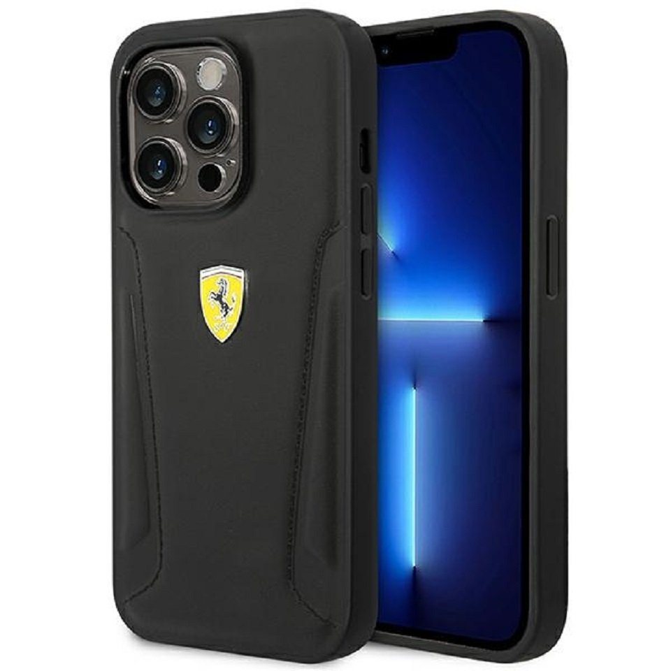 Ferrari Handyhülle Case Echtleder Logo schwarz iPhone 14 Pro Max von Ferrari