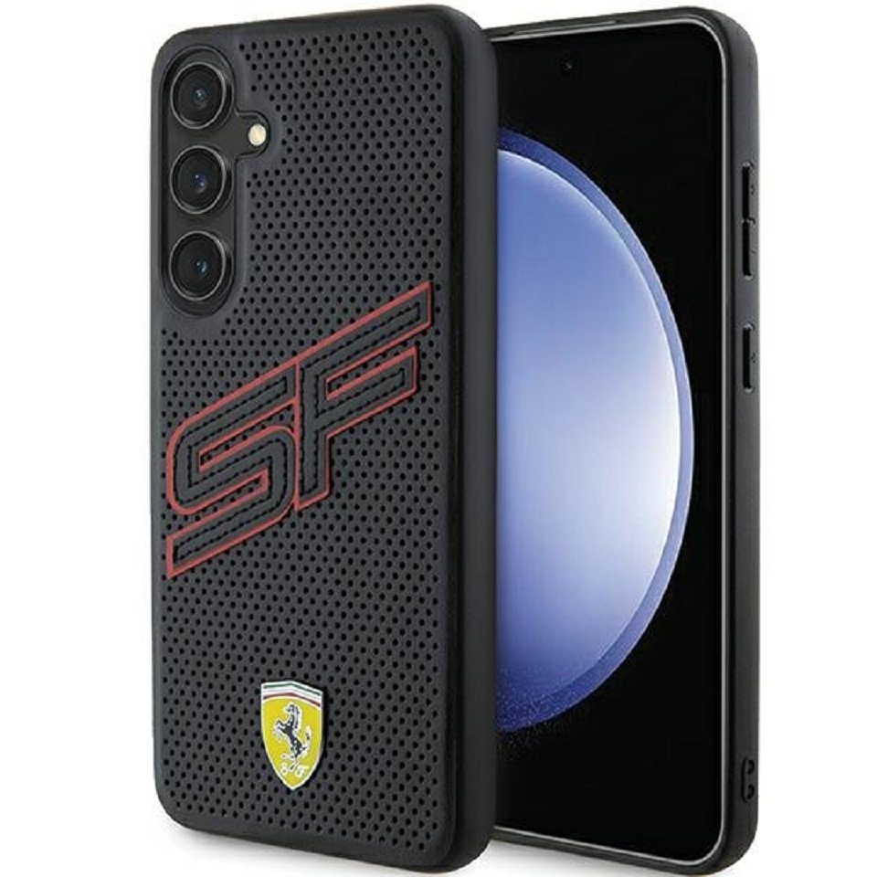 Ferrari Handyhülle Case Galaxy S24 Plus Logo Metall gelocht schwarz rot gelb 6,7 Zoll, Kantenschutz von Ferrari