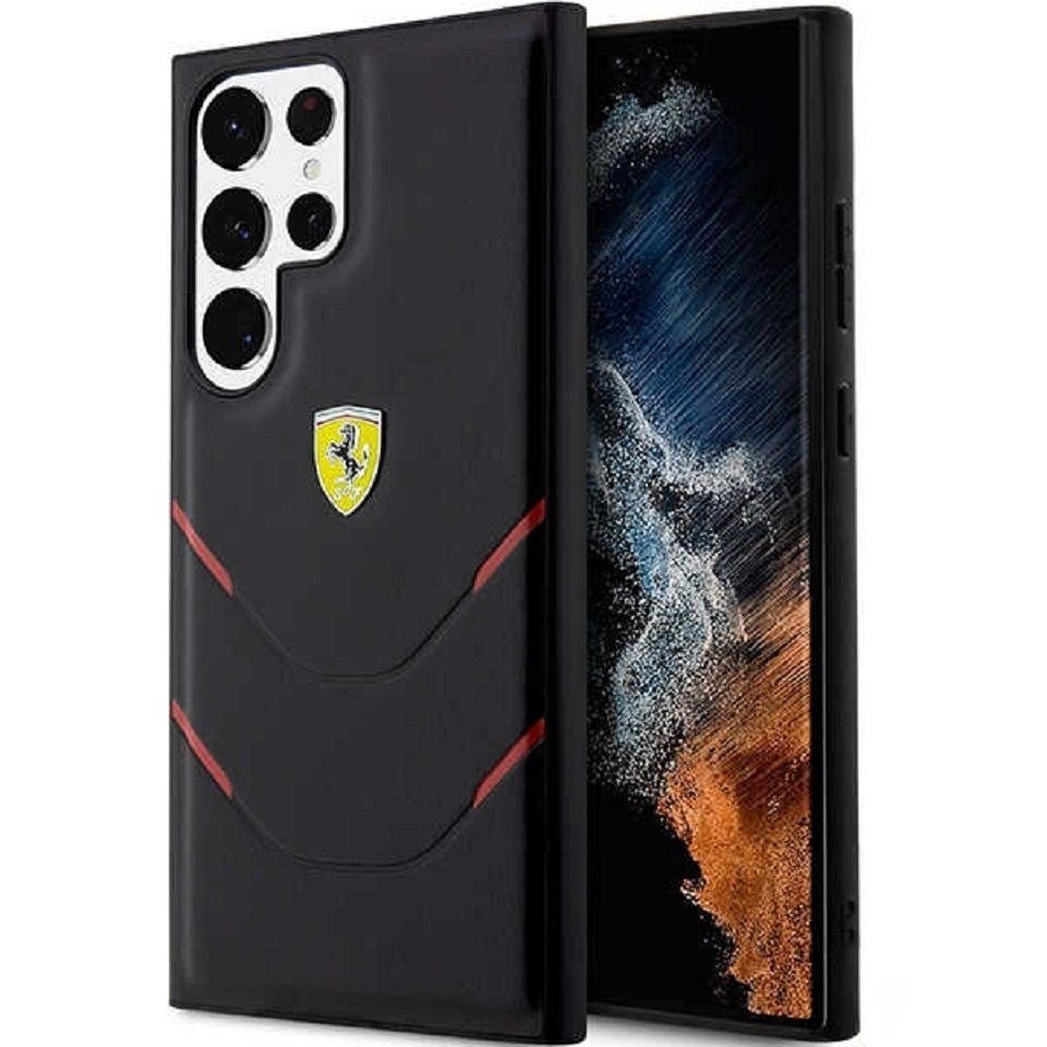 Ferrari Handyhülle Case Samsung Galaxy S23 Ultra Ferrari Kunstleder schwarz 6,8 Zoll, Kantenschutz von Ferrari