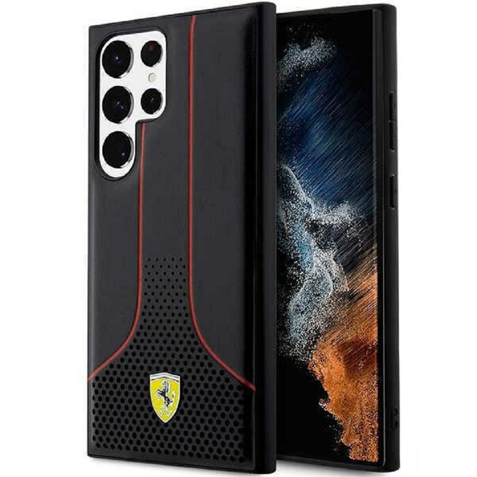 Ferrari Handyhülle Case Samsung Galaxy S23 Ultra Ferrari Logo Kunstleder 6,8 Zoll, Kantenschutz von Ferrari