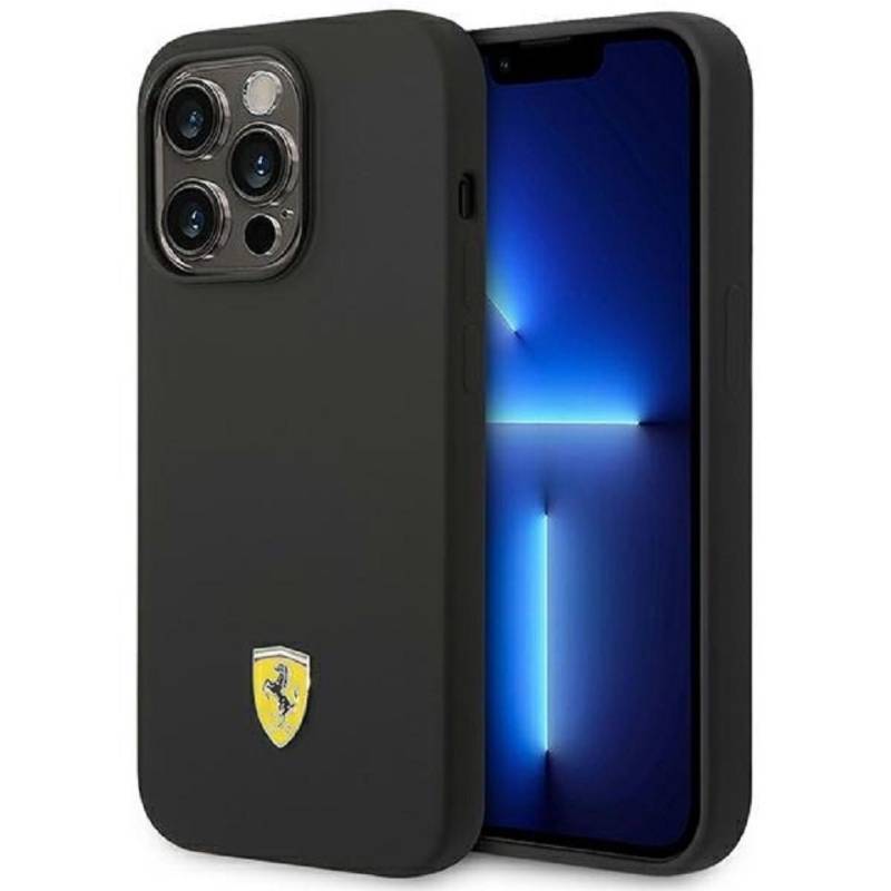 Ferrari Handyhülle Case iPhone 14 Pro Max MagSafe kompatibel Silikon schwarz 6,7 Zoll, Kantenschutz von Ferrari