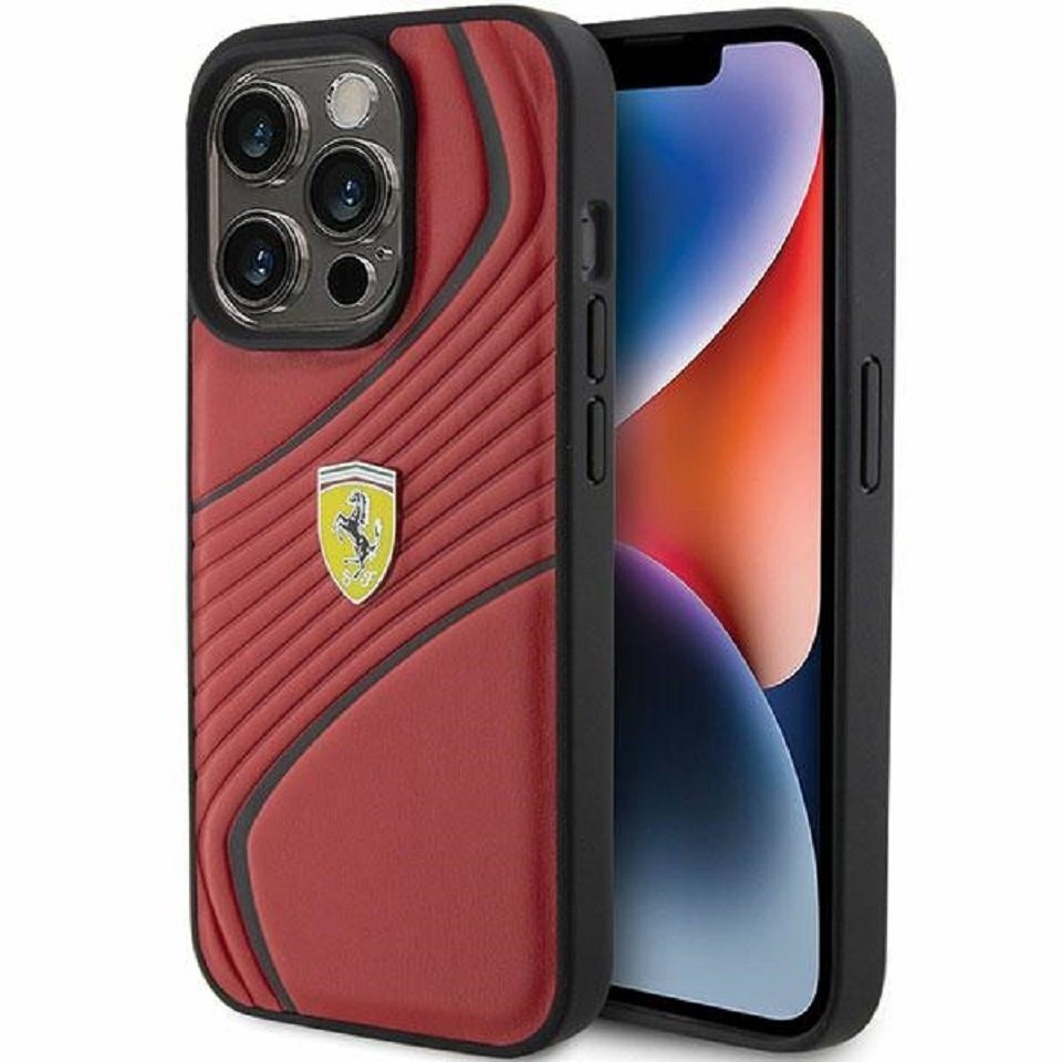Ferrari Handyhülle Case iPhone 15 Pro Kunstleder rot 6,1 Zoll, Kantenschutz von Ferrari